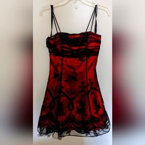 Red Dress with Black Lace